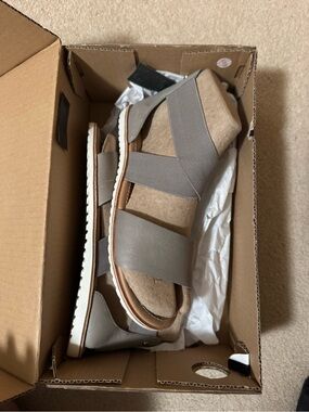 Sorel Ella Gray Strap Sandals 7.5